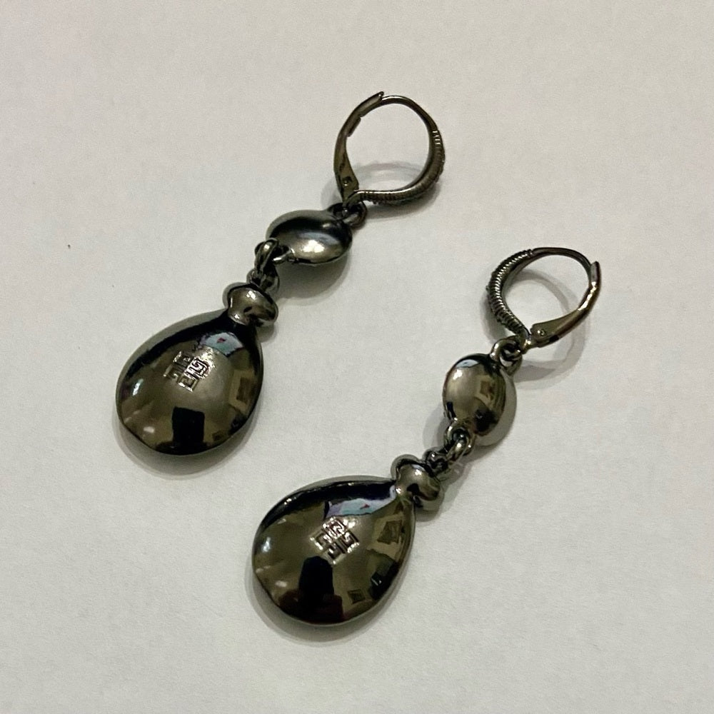 Vintage, Givenchy Black -Crystals Necklace and Dangling Earrings