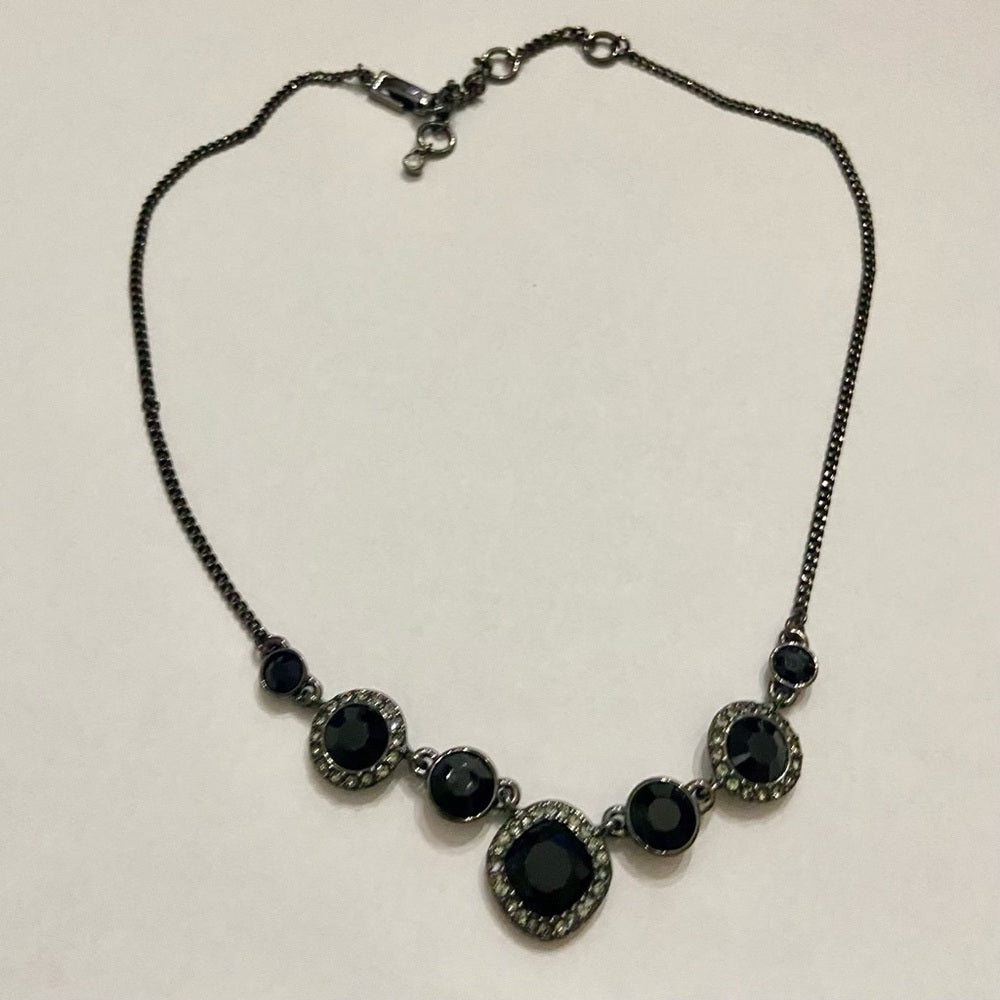 Vintage, Givenchy Black -Crystals Necklace and Dangling Earrings