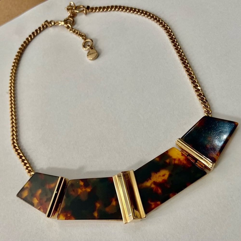 Vintage, Givenchy Gold Tone- Tortoise Chunky 20-in Necklace with Earrings