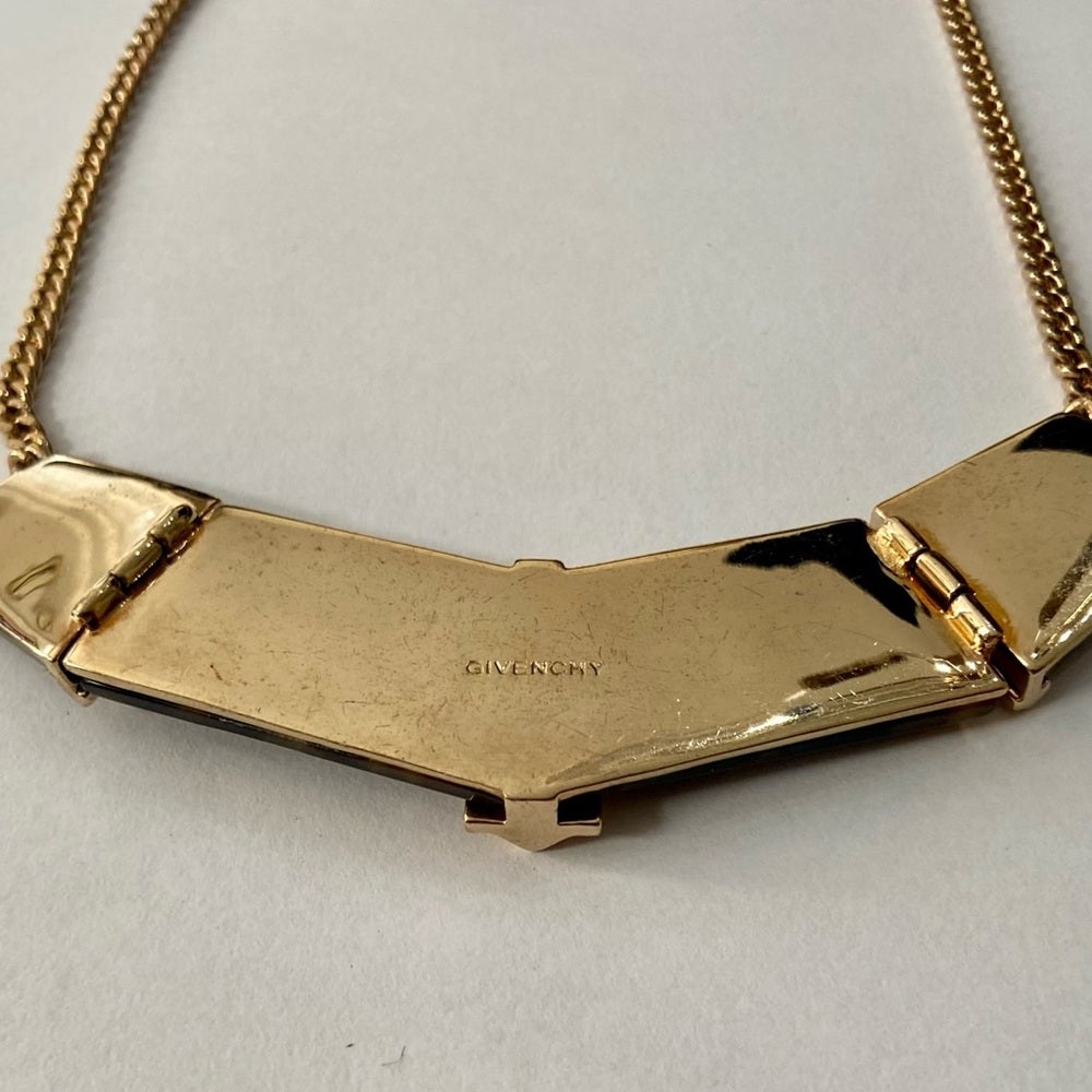 Vintage, Givenchy Gold Tone- Tortoise Chunky 20-in Necklace with Earrings