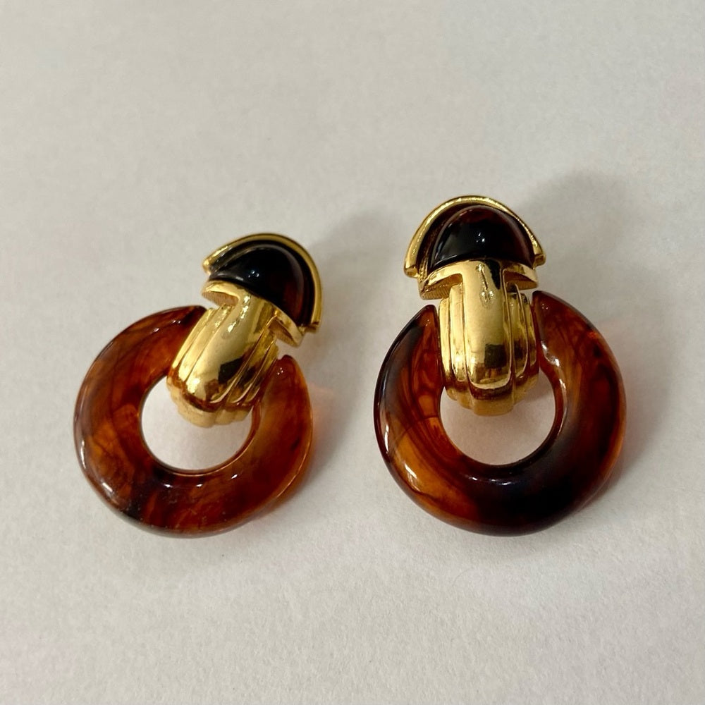 Vintage, Givenchy Gold Tone- Tortoise Chunky 20-in Necklace with Earrings