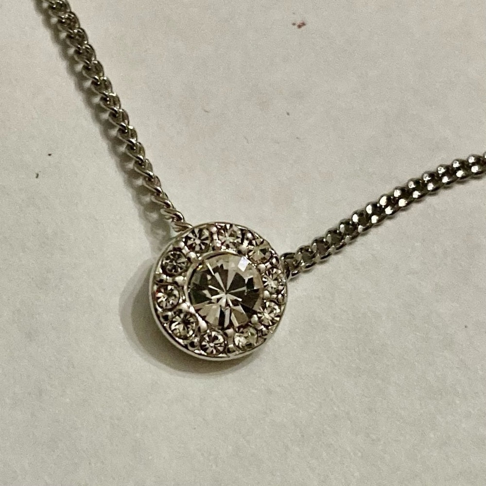 Vintage Givenchy Silver Tone Solitaire Necklace