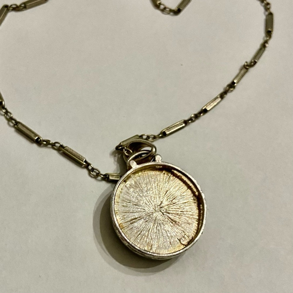Antique Silver- Glass Intaglio Cameo of a Lady 16-inch Necklace