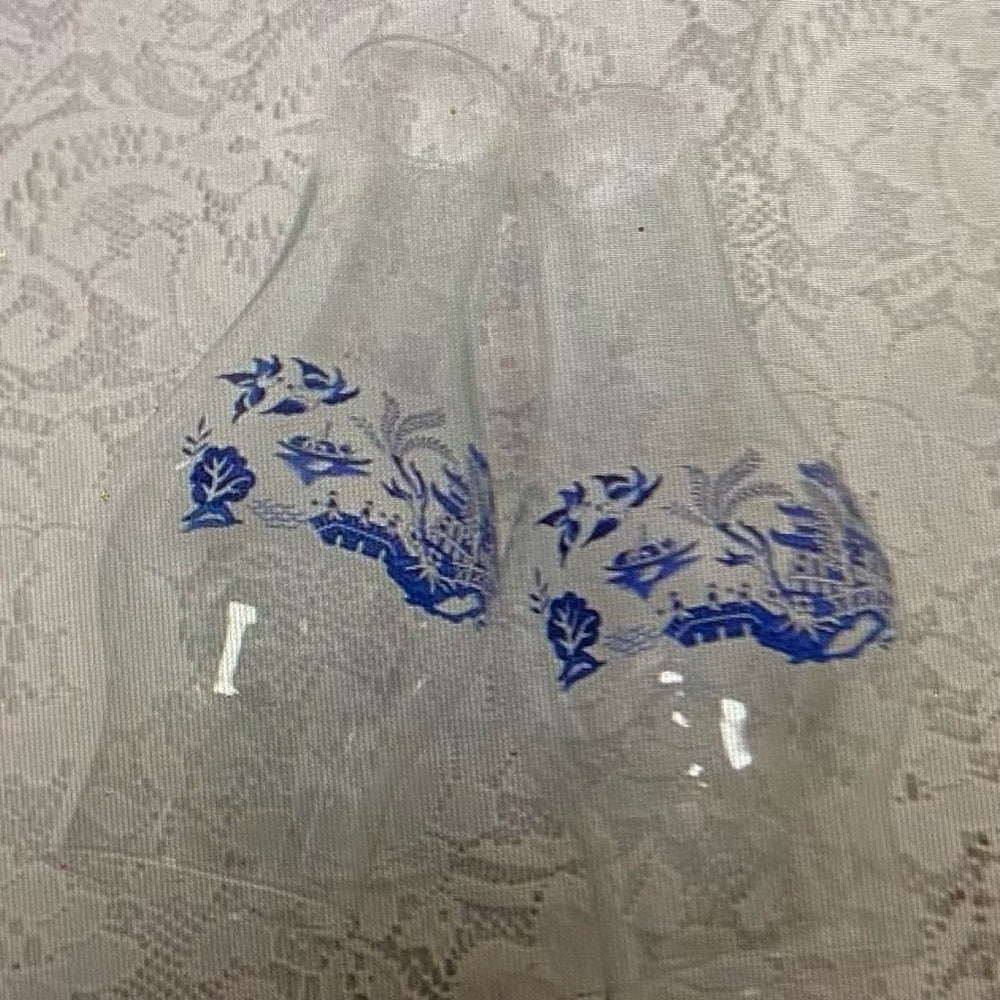 Pair of Blue Willow Glass Chimney 9in, 2.75in Fitter