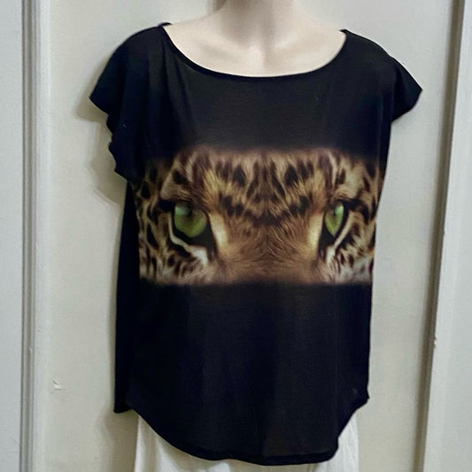 MNG Jeans Black Tiger T-shirt Blouse (M)