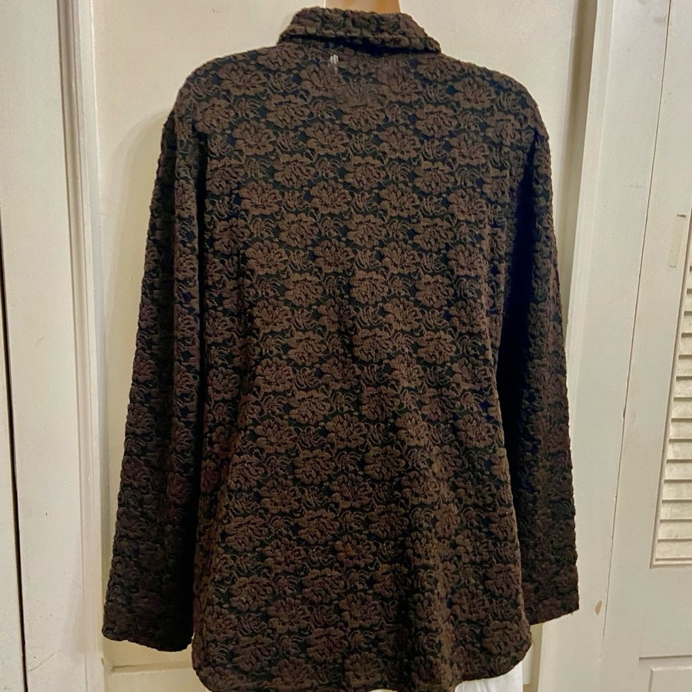 Chicos Brown Lace Shirt Blouse Size 2 (XL)