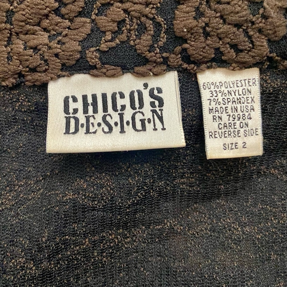 Chicos Brown Lace Shirt Blouse Size 2 (XL)