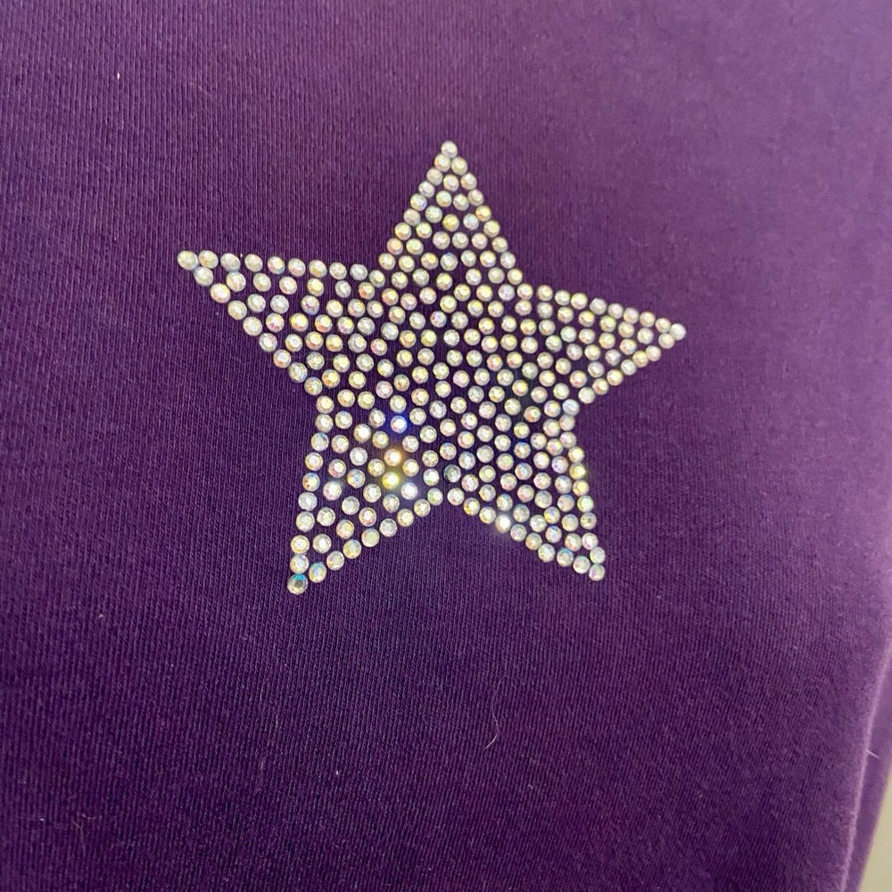 Charter Club Purple with Star Short Sleeves T-shirt Blouse (L)