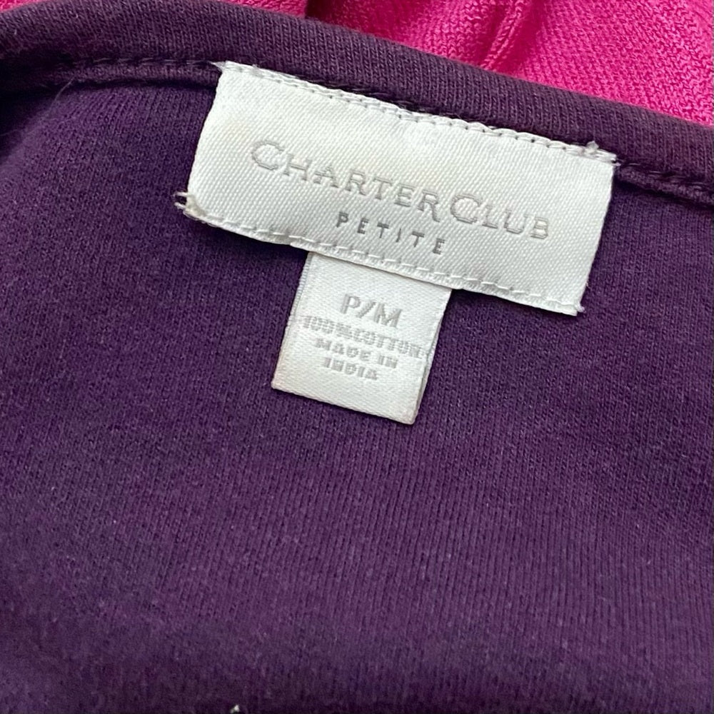 Charter Club Purple with Star Short Sleeves T-shirt Blouse (L)