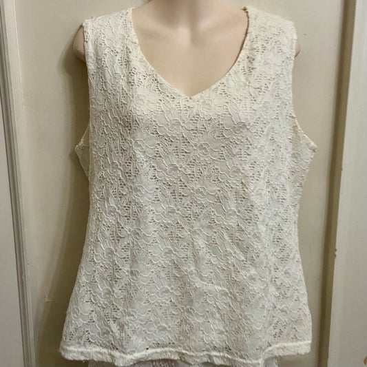 Croft Barrow White Lace Sleeveless Blouse  (PL)