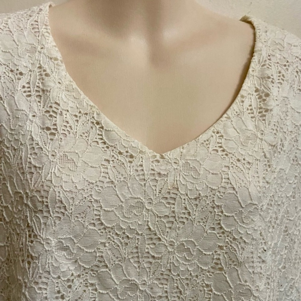 Croft Barrow White Lace Sleeveless Blouse  (PL)