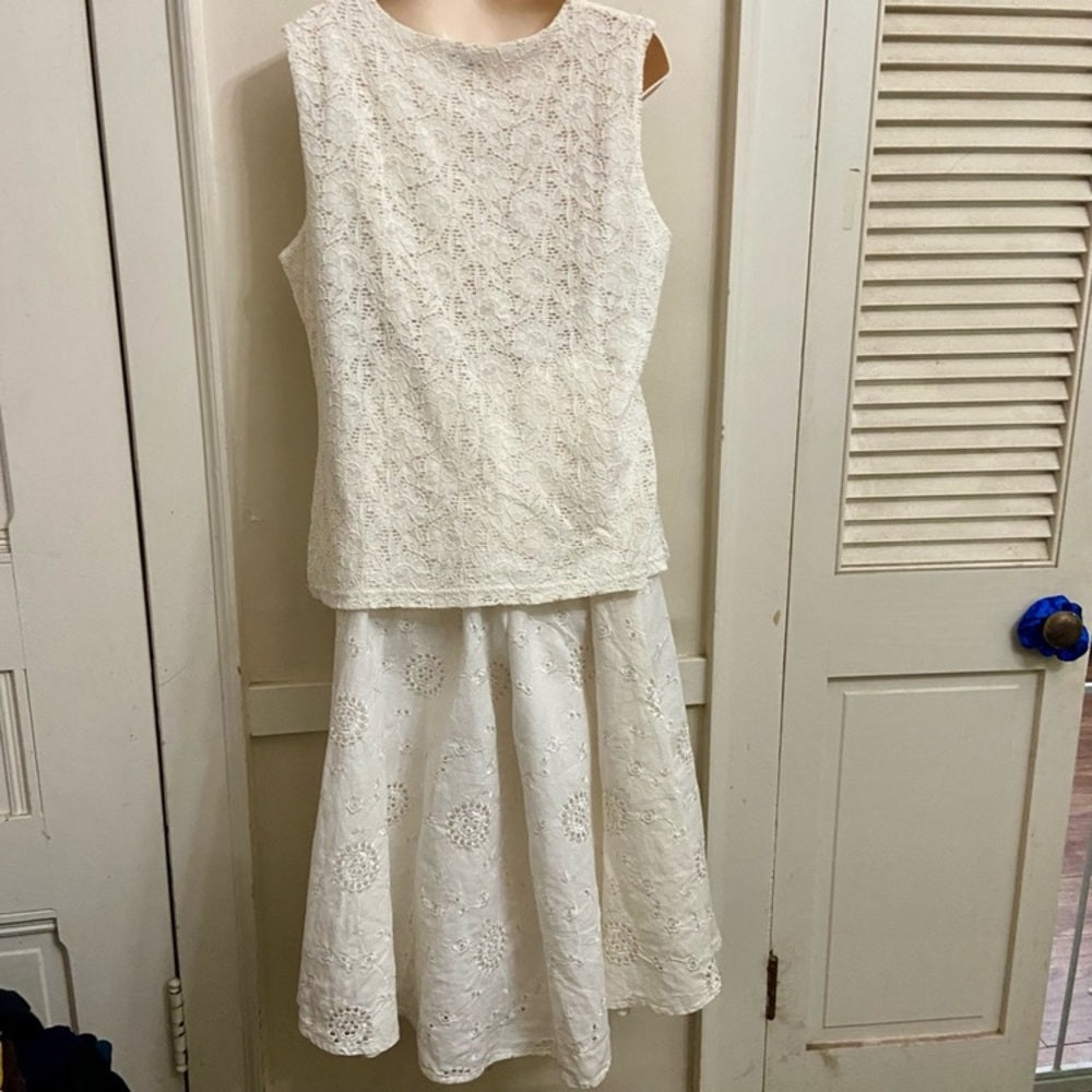 Croft Barrow White Lace Sleeveless Blouse  (PL)