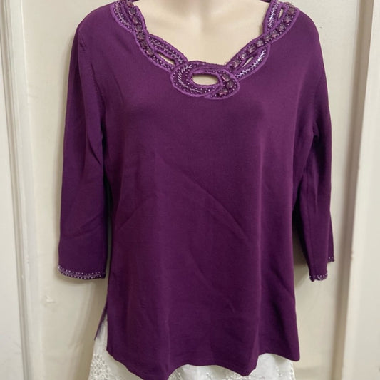La Madonna Purple 3/4 Sleeves Blouse (S-M)