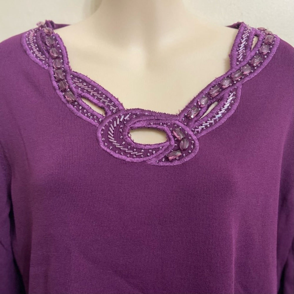 La Madonna Purple 3/4 Sleeves Blouse (S-M)