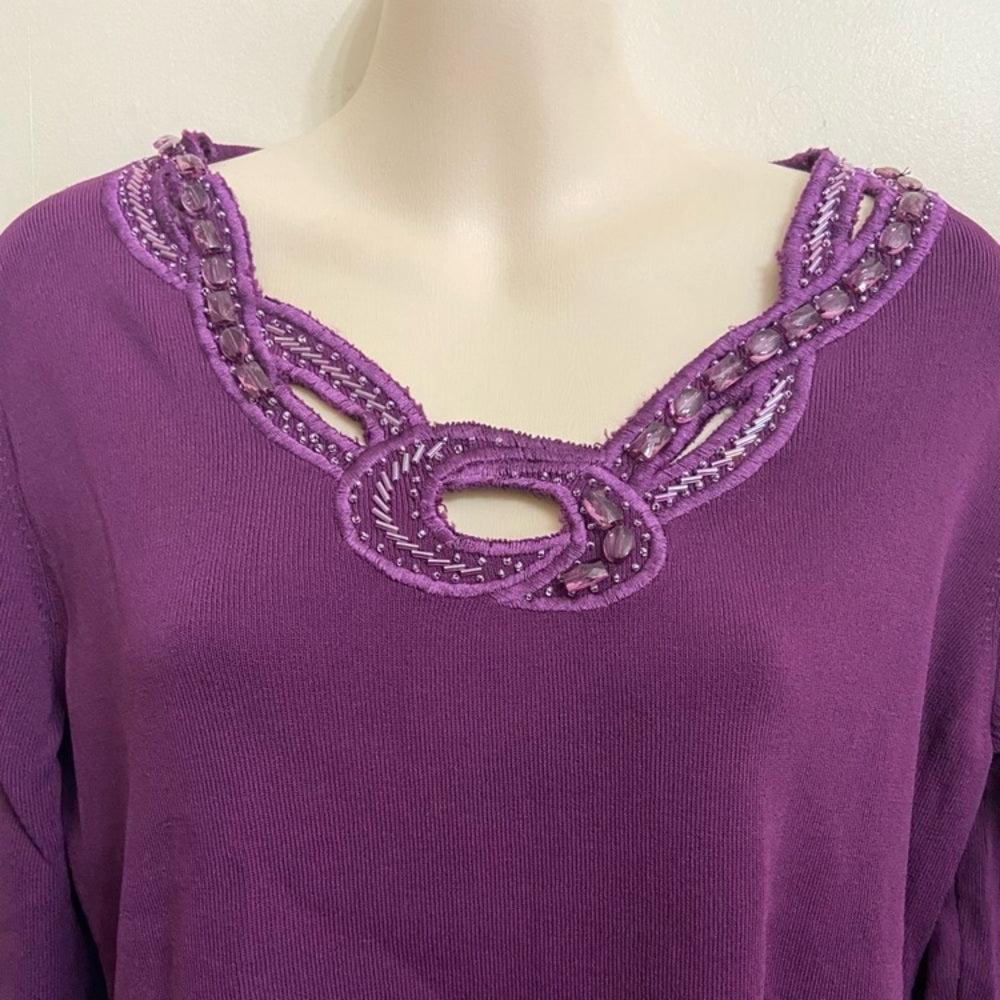La Madonna Purple 3/4 Sleeves Blouse (S-M)