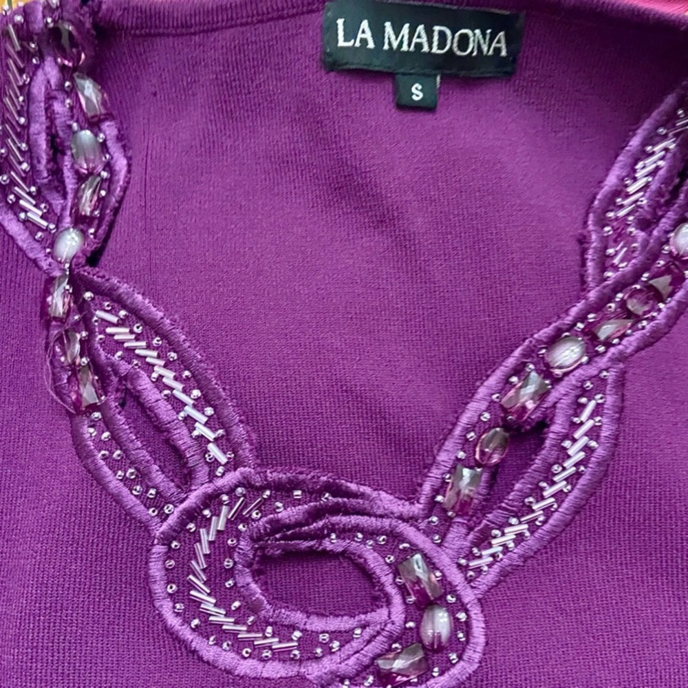 La Madonna Purple 3/4 Sleeves Blouse (S-M)
