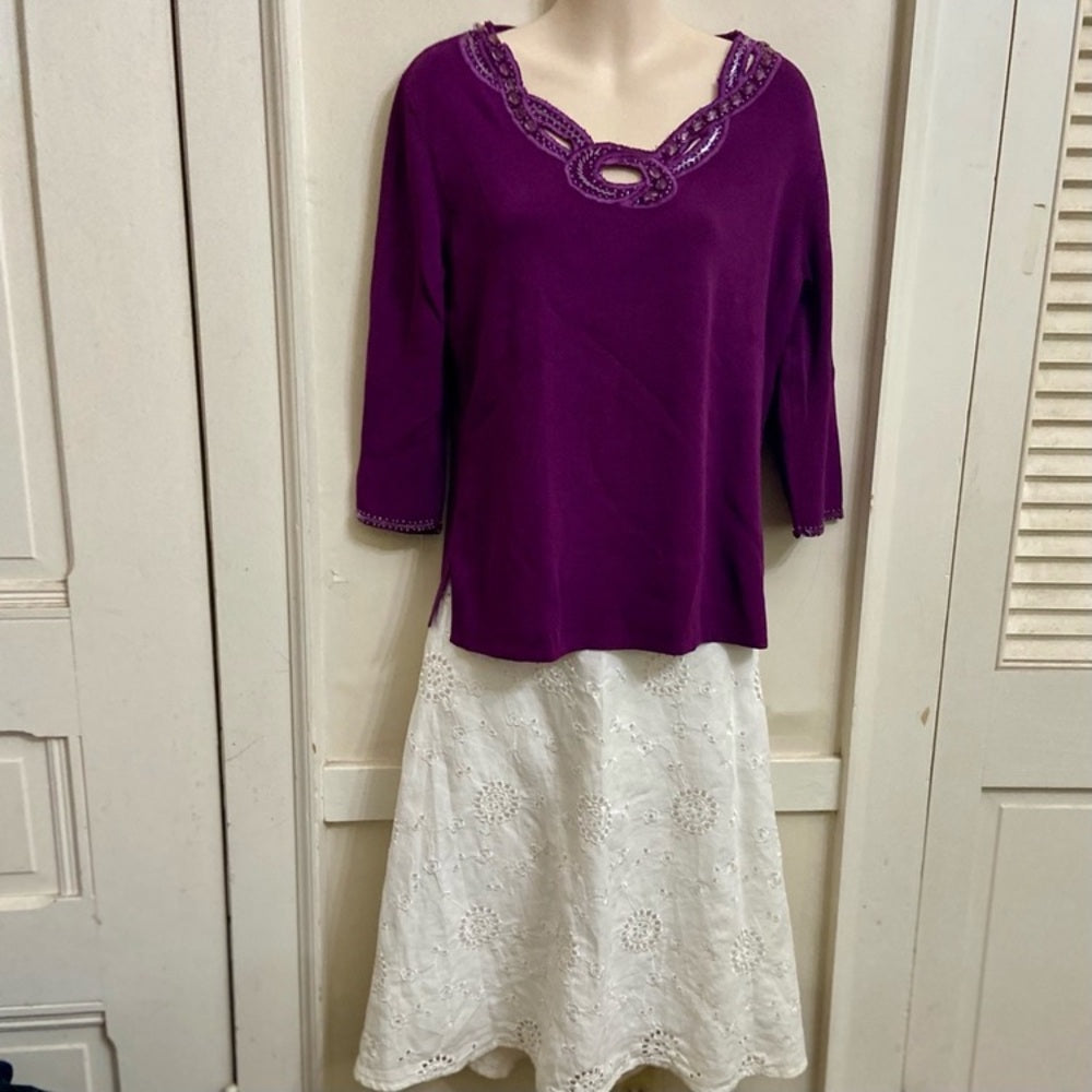 La Madonna Purple 3/4 Sleeves Blouse (S-M)