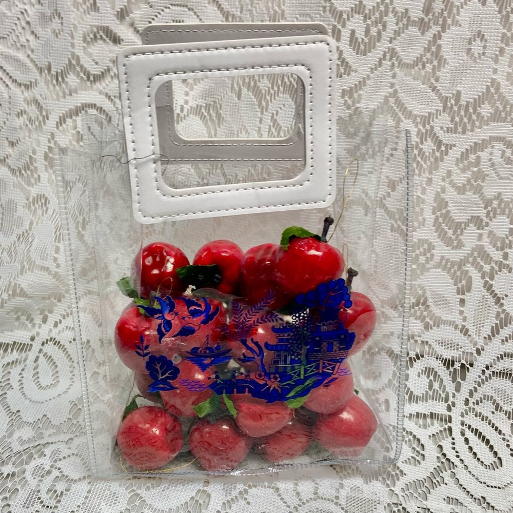 Blue Willow, Small Clear Plastic Tote or Gift Bag 10in x 7in  x 4in B) (E0625)