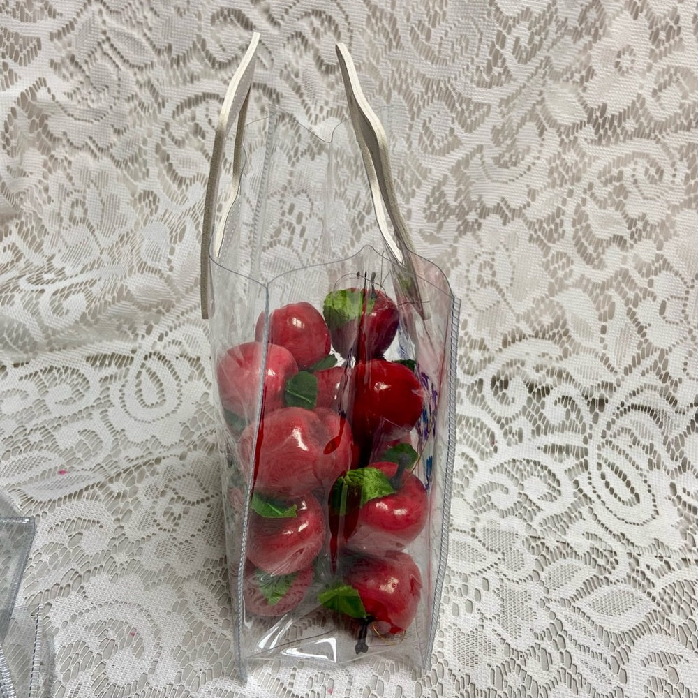 Blue Willow, Small Clear Plastic Tote or Gift Bag 10in x 7in  x 4in B) (E0625)