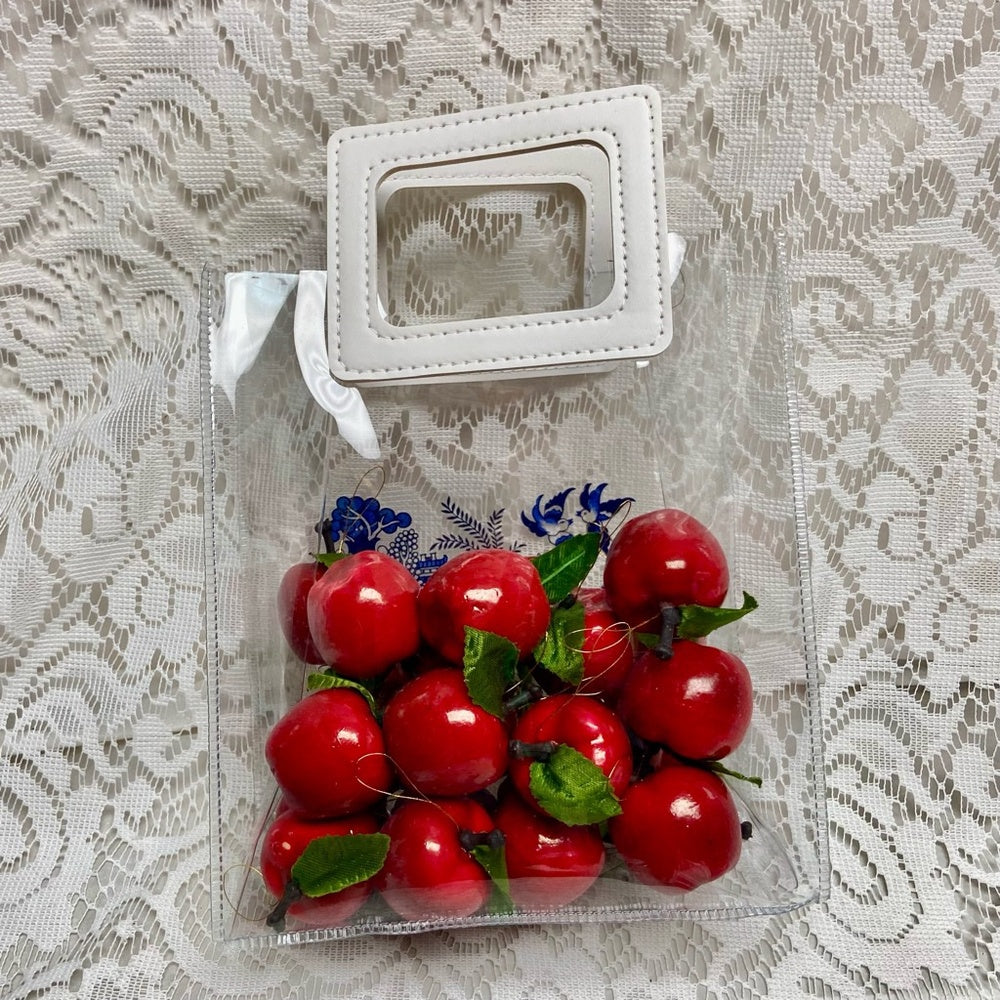 Blue Willow, Small Clear Plastic Tote or Gift Bag 10in x 7in  x 4in B) (E0625)