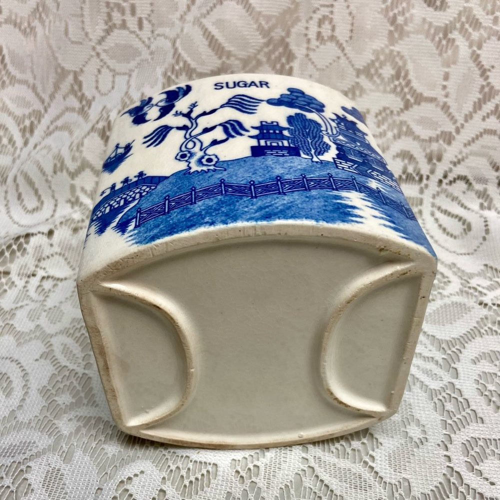 Vintage, Rare Blue Willow Sugar Canister Set  5in T x 5in Sq