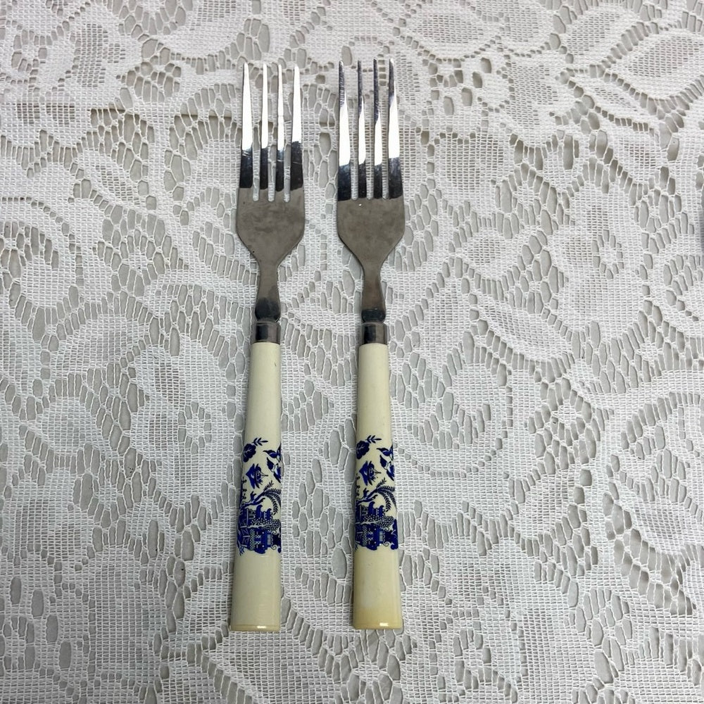 Vintage, 6-pc Blue Willow Flatware Set for 2