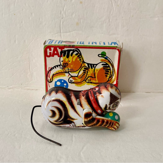 Wind up Tin Cat Rolling Toy