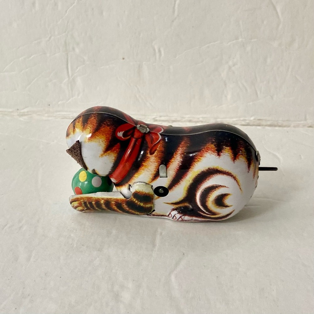 Wind up Tin Cat Rolling Toy