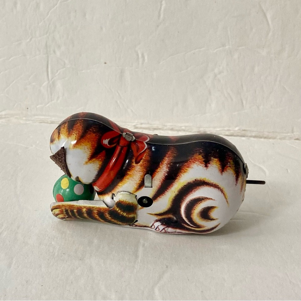 Wind up Tin Cat Rolling Toy