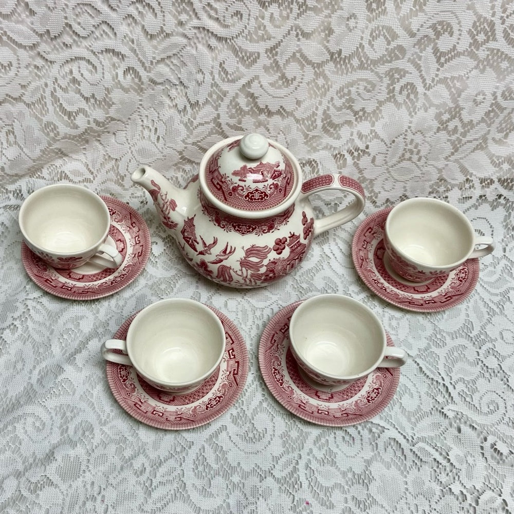 Vintage, Churchill 10pc Red Willow -Tea Set