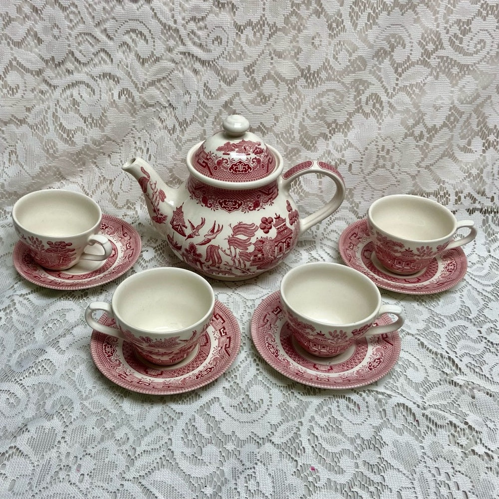 Vintage, Churchill 10pc Red Willow -Tea Set