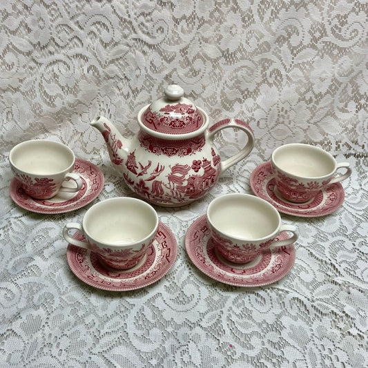 Vintage, Churchill 10pc Red Willow -Tea Set