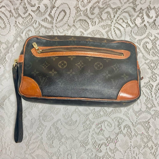 Authentic Louis Vuitton Mono Leather Trocadero Wristlet 10in x 6in x 1.75in
