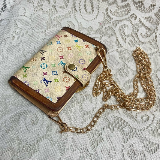 Vintage Louis Vuitton Multi-color White Kiss-lock Compact Wallet