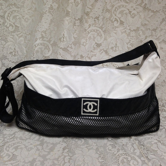 Chanel White-Black Large Weekend -Beach Shoulder-Crossbody