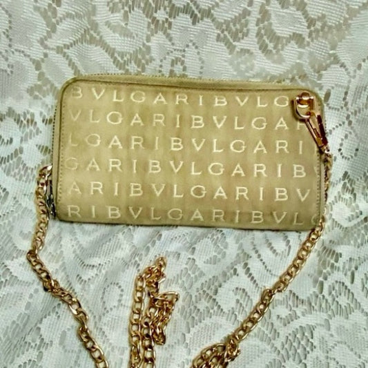 Bulgari Beige Mono Canvas Zippy Long Wallet-Crossbody