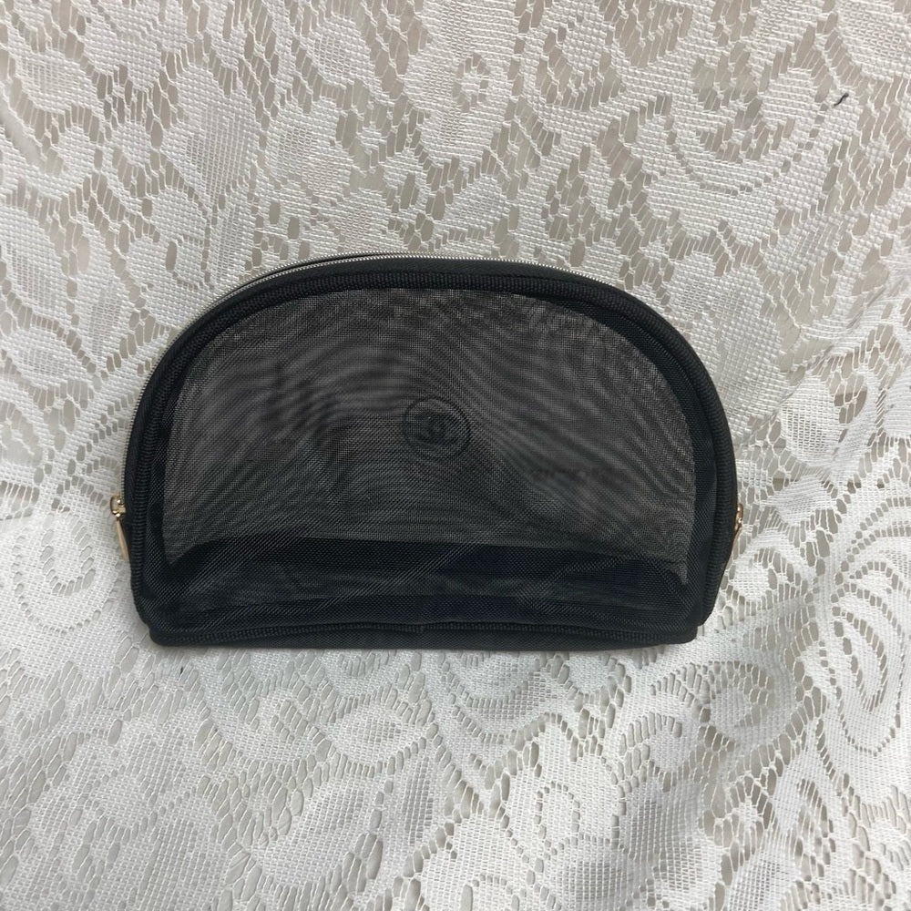 Chanel Black Sheer Nylon Shoulder Bag-Tote with Cosmetic Pouch 14in x 14in x 4in