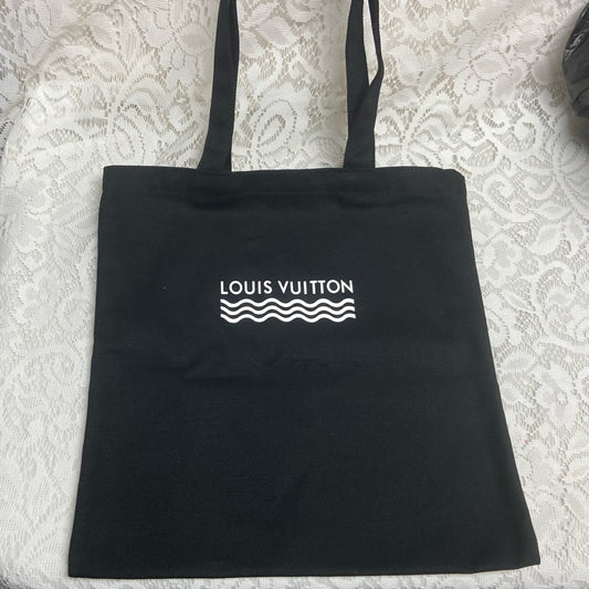 Louis Vuitton Black Denim-Canvas Shoulder Bag-Tote 14in x 14in