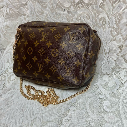 Vintage Louis Vuitton Mono Brown Large Cosmetic Pouch -Crossbody 9in x 6in x 2in