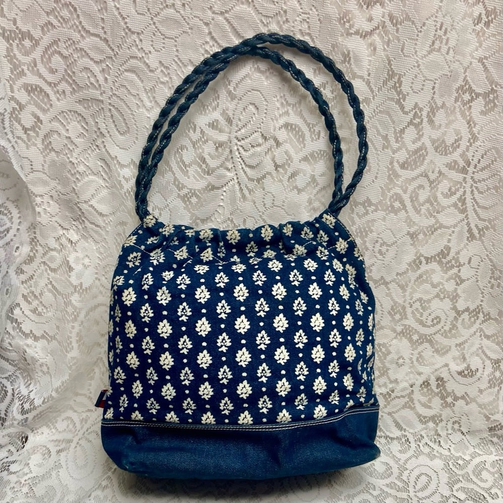 Vintage, Tommy Hilfiger Blue, Floral Denim Shoulder Bag 12in x 11in x 5in