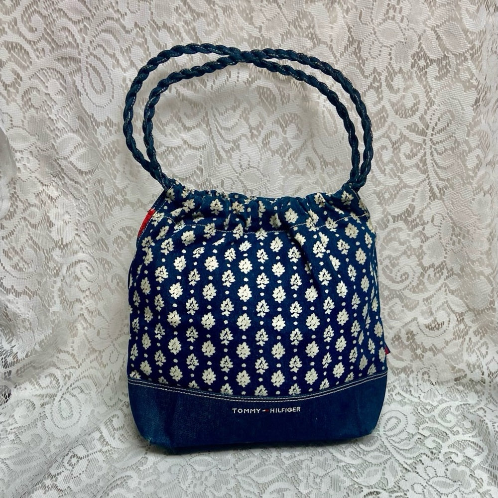 Vintage, Tommy Hilfiger Blue, Floral Denim Shoulder Bag 12in x 11in x 5in