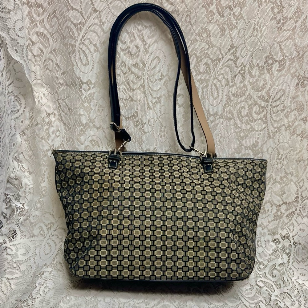 Nine West Black and Gray Canvas 2-way Shoulder -Crossbody Bag 13in x 12in x 5in