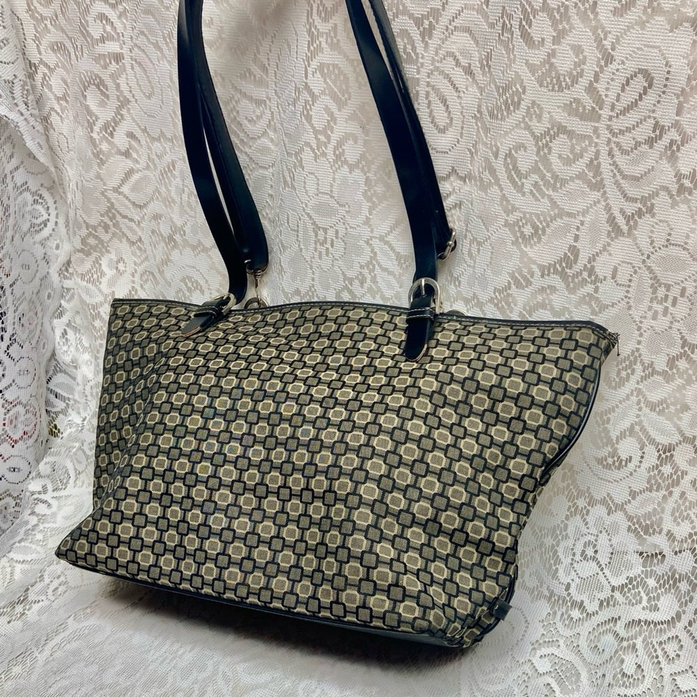 Nine West Black and Gray Canvas 2-way Shoulder -Crossbody Bag 13in x 12in x 5in