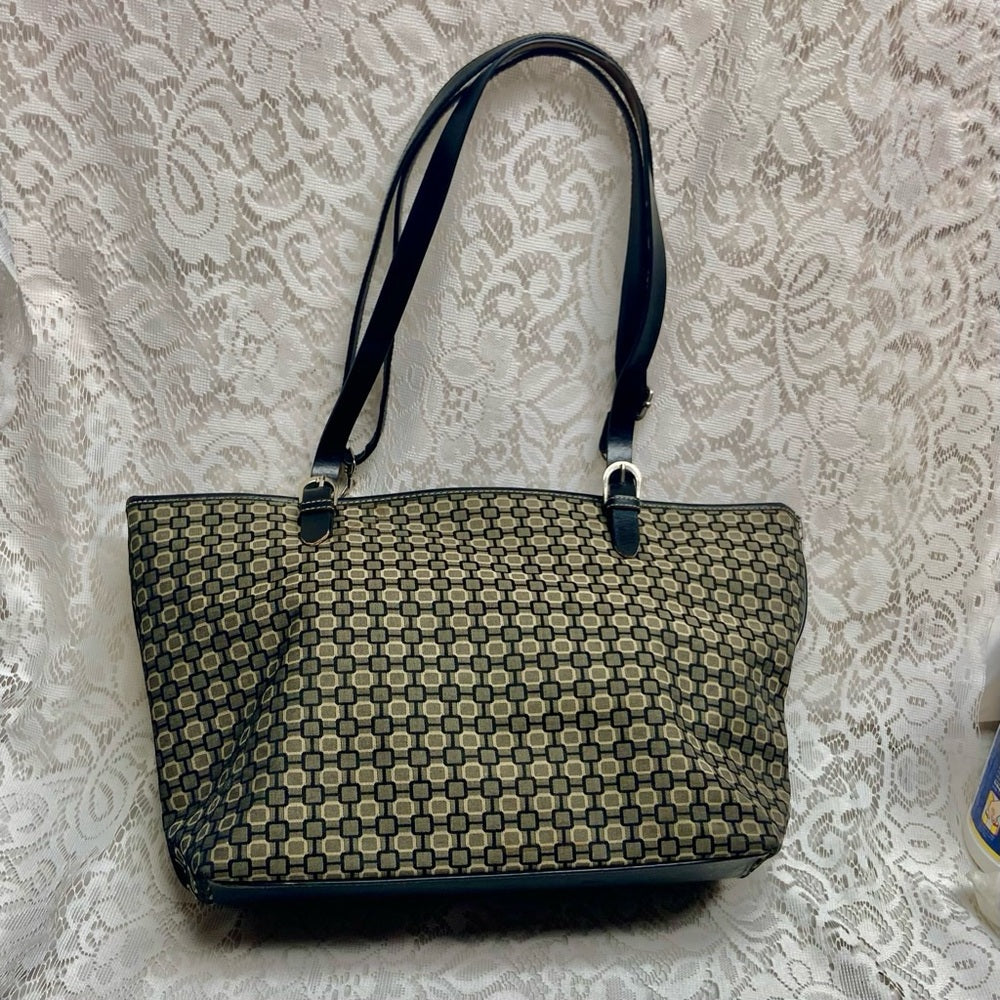 Nine West Black and Gray Canvas 2-way Shoulder -Crossbody Bag 13in x 12in x 5in