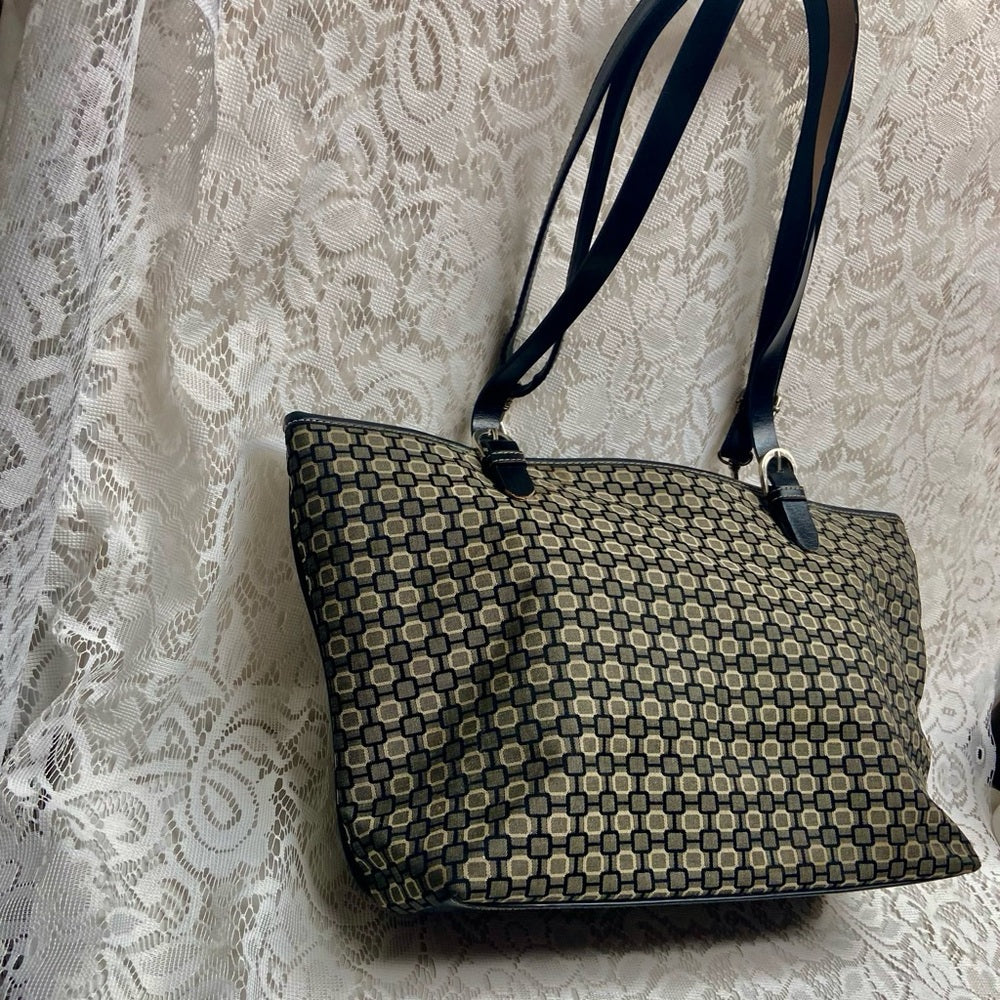 Nine West Black and Gray Canvas 2-way Shoulder -Crossbody Bag 13in x 12in x 5in