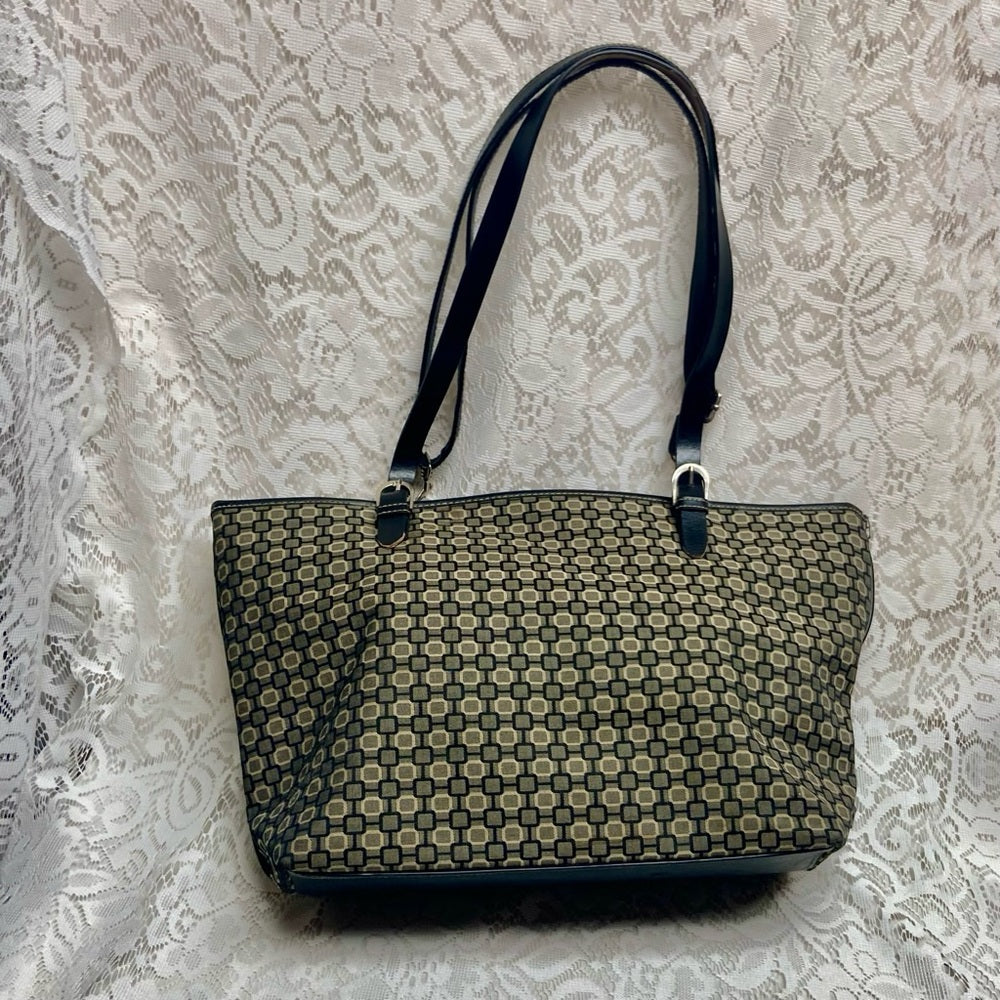 Nine West Black and Gray Canvas 2-way Shoulder -Crossbody Bag 13in x 12in x 5in