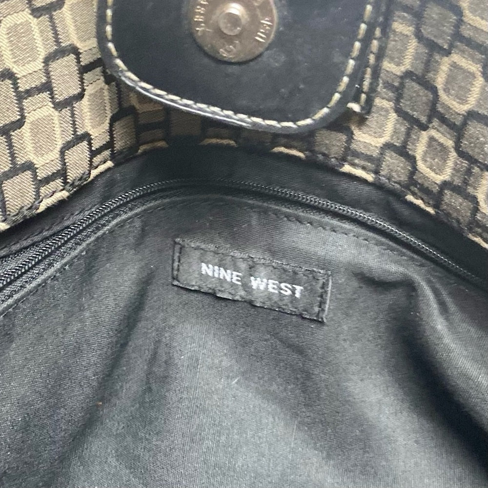 Nine West Black and Gray Canvas 2-way Shoulder -Crossbody Bag 13in x 12in x 5in