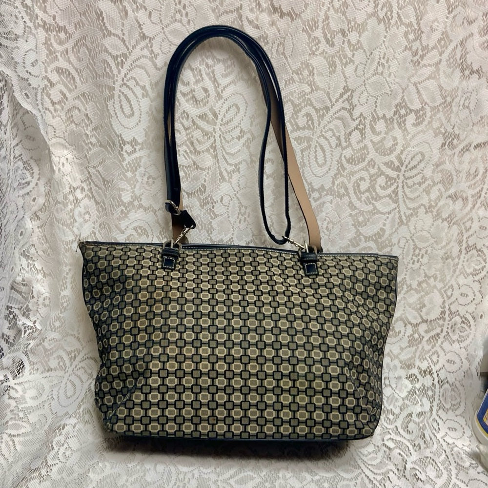 Nine West Black and Gray Canvas 2-way Shoulder -Crossbody Bag 13in x 12in x 5in