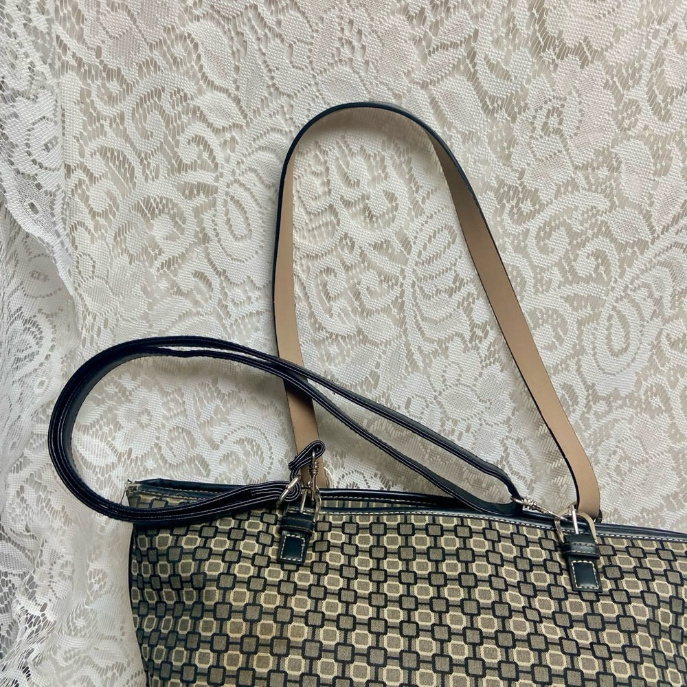 Nine West Black and Gray Canvas 2-way Shoulder -Crossbody Bag 13in x 12in x 5in