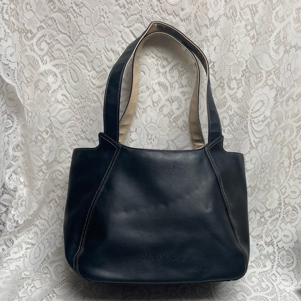 Vintage, Mary Kay Large Black Faux Leather Shoulder Bag 13in x 11in x 6.5in